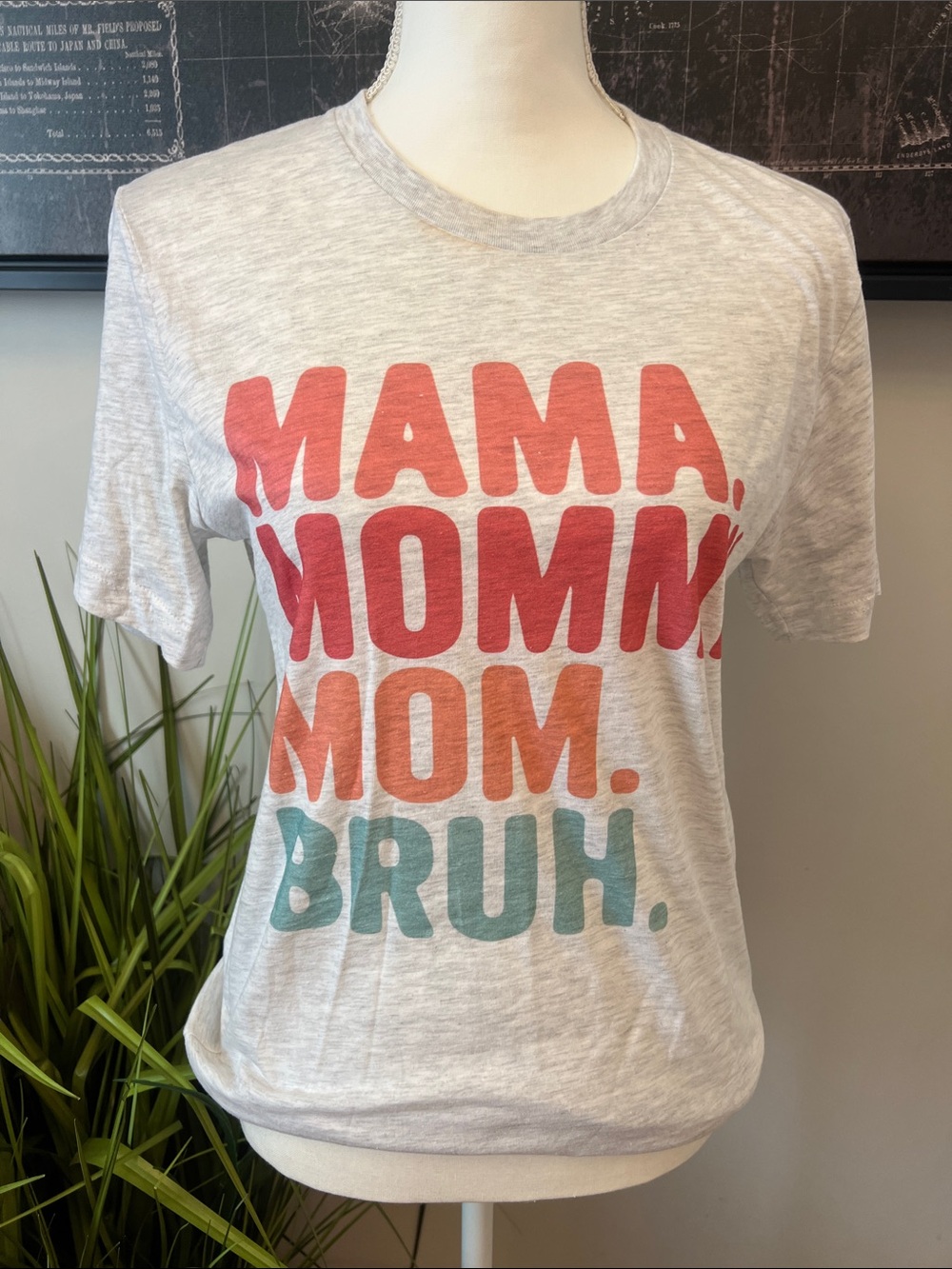 Mama Mommy Mom Bruh Graphic Tee - Heather Gray